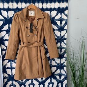 NWT Allegra K small brown button down belted coat